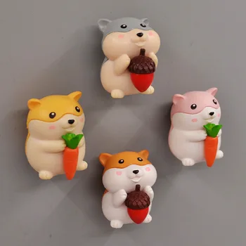 Cartoon Hamster Refrigerador Magnético Adesivos Criativos Decoração Cozinha Ímã Magnético Adesivos Tridimensionais Crianças