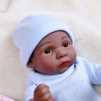28CM Reborn Baby Doll Negro da África Corpo Cheio de Silicone Brinquedo Para Menina, Menino Mini Bebês Bonito Banheira Casa de Jogo Realista Bebe o Melhor Presente que