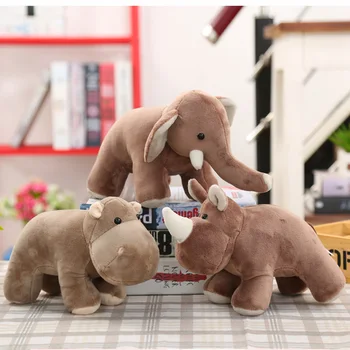 25*20 cm de Simulação de Elefante/Hipopótamo/Rinoceronte Brinquedo de Pelúcia Animais Bonecas