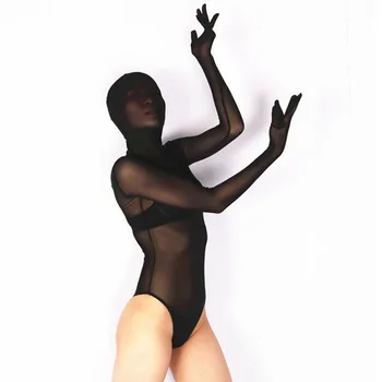 Elástica De Alta Super De Malha Fina De Esculpir O Corpo Body Cosplay Metade Casaco De Zentai Um Pedaço De Meia-Calça De Dança De Desempenho Do Vestuário De Overol
