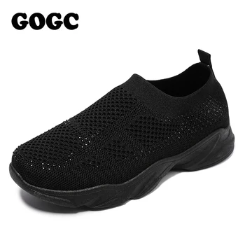 GOGC Mulheres Sapatas Ocasionais de Moda Respirável Curta de Malha Plana Sapatos de Mulher Tênis Branco Mulheres 2019 Tenis Sapatos G699