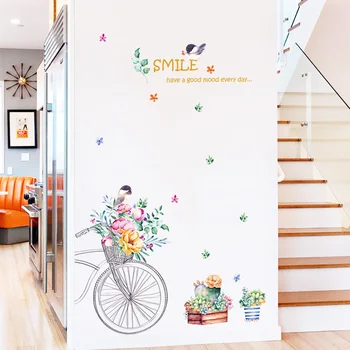 Quartos, sala decorativos, adesivos de parede a parede da sala de adesivos de flores em vaso padrão