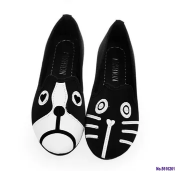 Frete grátis calçados femininos da personalidade do gato cão sapatos de veludo televisão confortáveis apartamentos sapatos 448