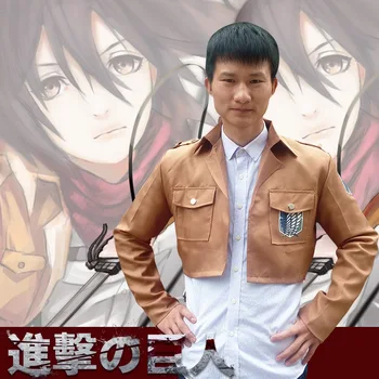 Anime Ataque Titan Cosplay Mikasa Armin Eren Levi Traje Curto Jaqueta Casaco Qualquer Tamanho de Alta Qualidade Jaqueta de Couro