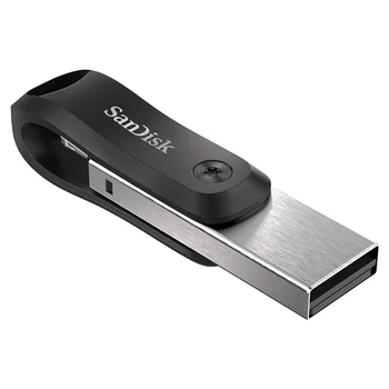 SanDisk iXpand Unidade Flash Vá USB 3.0 OTG 128GB de 256GB Relâmpago de Metal pen drive 128GB de Disco para iPhone, iPad Memory Stick