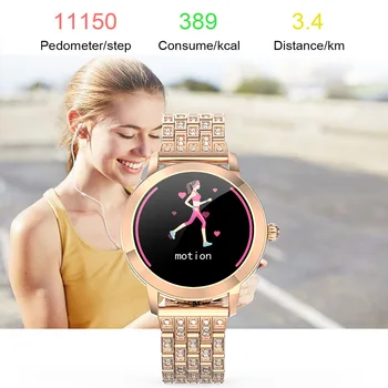 2020 Elegante, Inteligente, Relógio de frequência Cardíaca BP WhatsappMessage & Chamada Lembrete IP68 Impermeável LW10 Smartwatch Mulheres Conectar o Android IOS