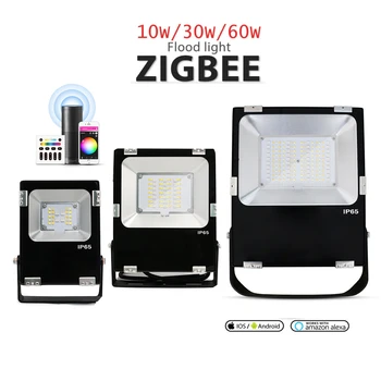 Zigbee 3.0 do Projector do DIODO emissor Pro 10W 30W 60W 100w RGBCCT Inteligente Exterior, de Luz de IP65 Waterproof a Trabalhar com o Amazon eco plus SmartThings