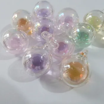 Novo 20mm de vidro redonda globo bolha de sabão garrafa colorida líquido contas no frasco que desejam frasco pingente de encantos-50pcs/monte