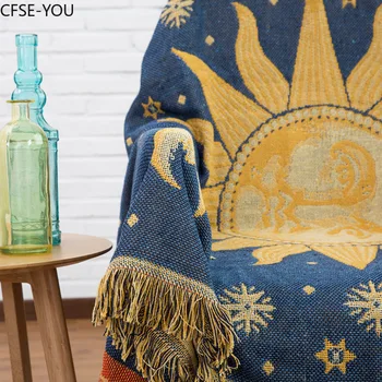 O Deus do Sol Lançar Manta de Sofá Decorativo Capa Cobertor No Sofá / camas / plano de Viagem Xadrez antiderrapante Costura Cobertores