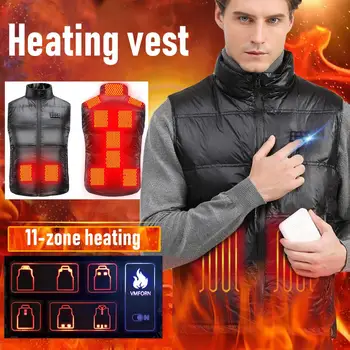 11 Áreas caloroso da Veste dos Homens Outono Inverno Inteligente de Aquecimento Coletes USB Infravermelho do Aquecimento Elétrico de Revestimento Exterior Flexível Térmica Roupas