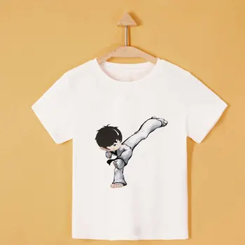 Verão Meninos E Meninas T-shirts Turbilhão de Taekwondo Kids Roupas Novas Crianças Tops da Estética de Design Divertido 0 Gola Meninos T-Shirt