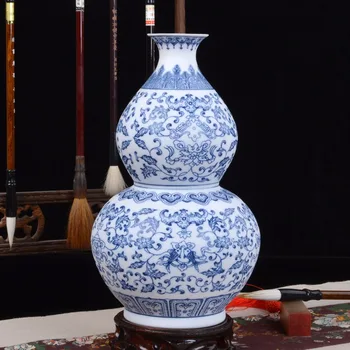 Azul e a Branca da Casca de ovo Jarras de Porcelana de Intertravamento de Flores de Vaso de Cerâmica Artesanal Decoração de Casa Jingdezhen Vasos de Flores