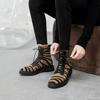 MEMUNIA 2020 superior de qualidade baixa de calcanhar sapatos de senhoras botas de dedo do pé redondo laço de outono inverno de tricô confortável do tornozelo botas de mulheres