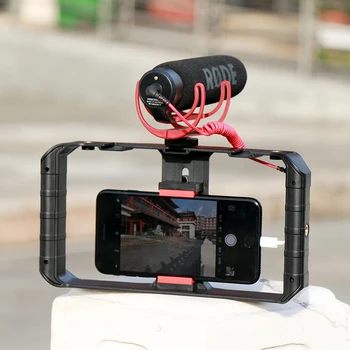 Ulanzi U-Equipamento Pro Smartphone Vídeo Rig 3 Sapato Monta fazer Filme Caso Telefone Portátil Estabilizador de Vídeo Aperto de Montagem de Tripé Stand
