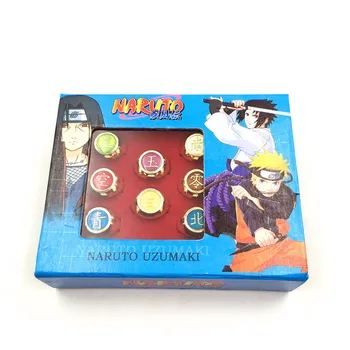 Quente Anime Japonês Naruto Anéis Akatsuki Membro Anel de Uchiha Itachi Para as Mulheres, os Homens Presentes de Aniversário 10pcs/set Jóia do Partido com Caixa