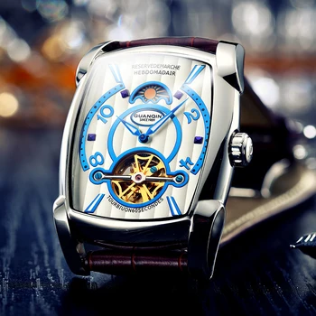GUANQIN 2020 Homens do Relógio Turbilhão Automático Praça impermeável de negócios Relógio Marca de Luxo Relógios Mecânicos Relógio Masculino