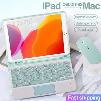 Caso com Touchpad Teclado Mouse Para Apple iPad 10.2 8 8 2020 7 7 Gen 2019 A2197 A2198 A2270 A2430 com Caneta de Fenda de Ratos