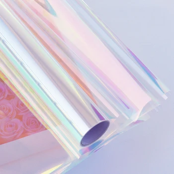 Iridescente Buquê de Flores de Embrulho de Celofane arco-íris Filme Dia dos Namorados Embalagens de Presente de Aniversário de Casamento, Decoração de 20 polegadas x 10Yard