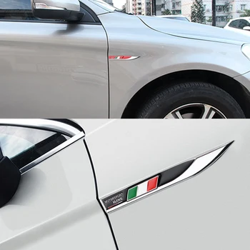 2PCS 3D Metal Itália Bandeira Emblema Emblema do Corpo do Carro do Lado do Fender Decoração Autocolante Para Alfa Romeo Audi BMW AMG VW etc Universal Decalque