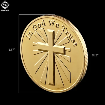 5PCS EUA Em Deus Podemos Confiar em Deus de Jesus contra o Mal de Satanás Cristo da Cruz-Americana de colecionador de Moedas de Ouro Presentes de Valor