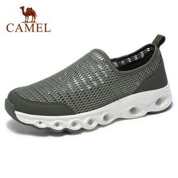 CAMELO de Moda Casual de Malha Respirável Legal Tênis Calçados masculinos de Esportes Leve Confortável Jardim Caminhadas ao ar livre Calçado