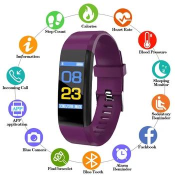 115plus Inteligente Relógios de Desporto, Fitness Inteligente Bracelete Para o IOS Android Smart Banda Coração do Tracker Smart Watch 2020 Para Homens, Mulheres, Crianças