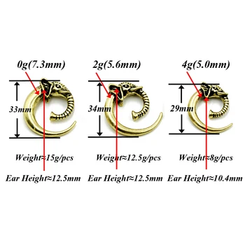 PAR de Aço Elefante Brinco Espiral Cone Maca Piercing Medidor de Expansor de Velas de Jóia do Corpo de Ouvido de Peso