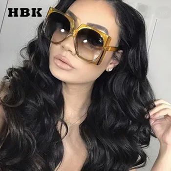 HBK Praça Óculos de sol Oversized Grande Moldura Vintage Mulheres Designer da Marca de Luxo 2018 Nova Moda de Moda Popular de Óculos de Sol UV400