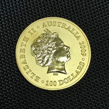 3 Pcs Não Magnético Australiano Kangroo animal de 2009 emblema do banhado a ouro de 24K de bronze, de 32,6 mm Elizabeth colecionáveis sourvenir Moeda
