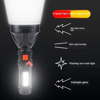 Portátil, Lanterna Super Brilhante LED COB Lanterna de Longo alcance USB Recarregável Pequena Lâmpada de Xénon Tático Luz Isqueiro Maçarico