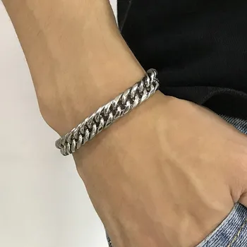 Vnox Simples Bracelete Pulseiras para Homens de Pulso de Aço Inoxidável Mão Cadeia 17/19/20cm