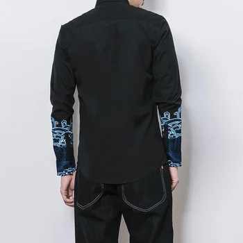 Estilo Chinês Bordado De Homens De Camisa De Manga Longa Casual Slim Fit Streetwear Homens De Camisa De Homem De Camisa Casual Homens De Roupa 2020 Novo