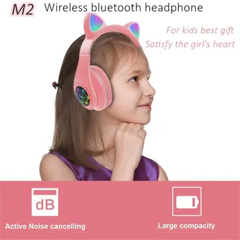Dom crianças Gato de Ouvido sem Fio Capacete de Fones de ouvido Estéreo Bluetooth Redução de Ruído do Fone de ouvido Filhos Menina Fones de ouvido Com Microfone TF-Card 1