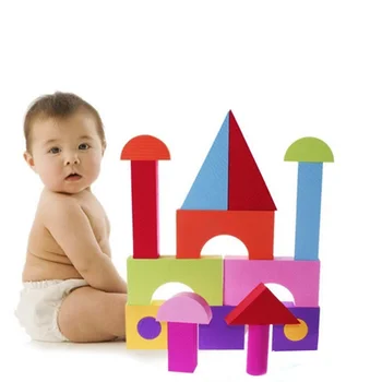 50pcs/Set EVA Seguro Blocos de Construção Bebê Grandes Blocos de Espuma Colorida Construção de Brinquedos Miúdos Cedo Brinquedo Educativo para as Crianças Brinquedos