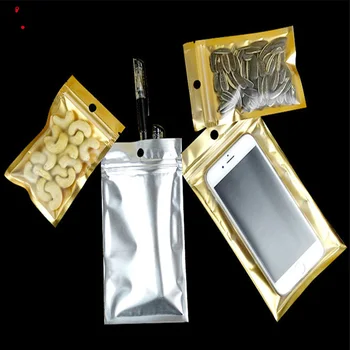100pcs Um Lado Claro Saco Plástico Ziplock Incrustação de Ouro de alumínio Saco de Alumínio Café, Chá de Ervas Embalagem Pouch Quente EDC Saco
