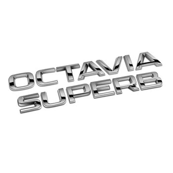 O Chrome Para Skoda Superb Octavia YETI Rápida Kodiaq Kamiq Karoq EXCELENTE OCTAVIA Tronco de Carro Adesivo Prata Emblema Emblema Adesivo