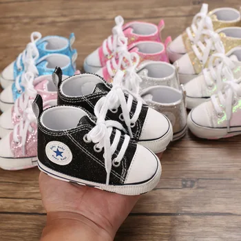 Sapatos da moda para Bebê Meninas Brilho Lantejoulas Criança Tênis Recém-nascidos Primeira Caminhantes Lace-up 2020 Newarrivals 0-18month