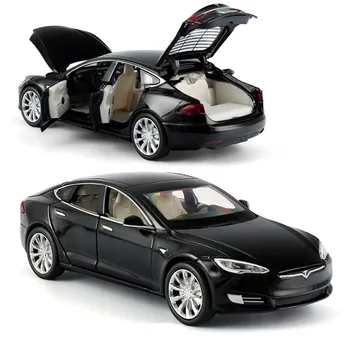 Novo Tesla Model S P100D 1: 32 Tamanho Liga de Metal Carro Carro Modelo de Seis Portas de Som E Luz Puxar Carro de Brinquedo de Presente