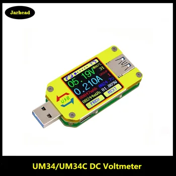 UM34/UM34C UM25 UM24C USB 3.0 Tipo-C DC Voltímetro Amperímetro Tensão de Corrente do Medidor de Carga da Bateria Medida do Cabo Verificador da Resistência