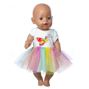 Borboleta Vestido de Terno de Roupa de Boneca Ajuste de 17 polegadas, 43, Roupas de Boneca Bebê Nascido Terno Para o Aniversário do Bebê Festival de Presente