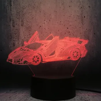 Lamborghini Veneno Carro de Corrida do Modelo 3D LED Lâmpada Luz da Noite brinquedo Legal adolescente supercarro fãs de aniversário, Decoração de Quarto de bulbo