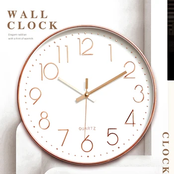 Design Moderno Relógio De Parede Relógio De Mecanismo Silencioso De Rosa De Ouro, Relógio De Parede Decoração De Quarto De Relógios De Parede Decoração Da Cozinha