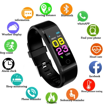 Moda de Saúde 115Plus Inteligente Pulseira Esporte Bluetooth Pulseira para Monitor de frequência Cardíaca Assistir a Actividade de Fitness Tracker Banda Inteligente