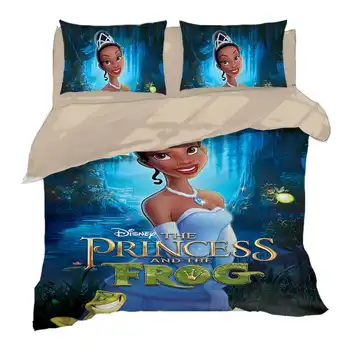 Tiana de A Princesa e o Sapo Conjunto de roupa de cama de casal com Roupa de Cama Queen Colcha de Capa de Edredão para Quarto Meninas Crianças Têxteis Lar 3pcs