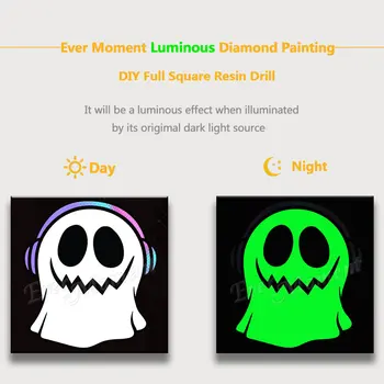 Nunca Momento De Diamante Pintura Luminosa Resina Broca De Halloween Esqueleto Bordado Mosaico Brilhando No Escuro Recém-Chegados N011