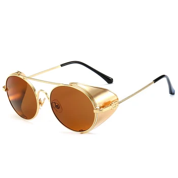 Novo 2019 Vintage De Luxo Steampunk Estilo De Óculos De Sol De Qualidade Feitas À Mão Do Lado Do Escudo De Design Da Marca De Óculos De Sol Oculos De Sol