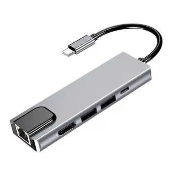 USB Tipo C Hub Adaptador de Dock com 4K HDMI PD RJ45 Ethernet Lan taxa para MacBook USB Tipo C Hub liga de Alumínio da Placa de