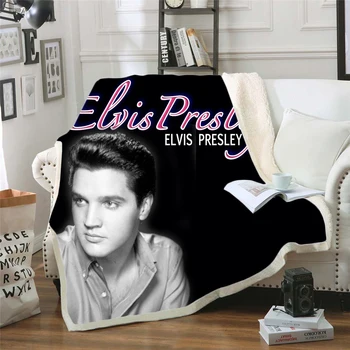 Elvis Presley impressos em 3d cobertor de lã para Camas de Caminhada Piquenique Grossa Colcha de Moda Colcha de Lã Jogar Cobertor estilo-7