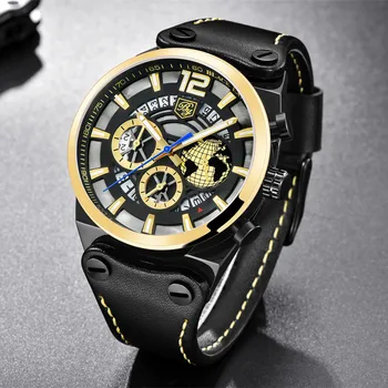 2020 NOVAS BENYAR de Moda Casual Homens Cronógrafo Relógio Marca de Topo de Couro de Luxo Quartzo Militar relógio Relógio Relógio Masculino