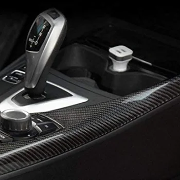 Para a BMW F20 F21 Fibra de Carbono Botão Multimédia Tampa do Painel de estofos do Carro Estilo Adesivo Série 1 116I 118I Acessórios